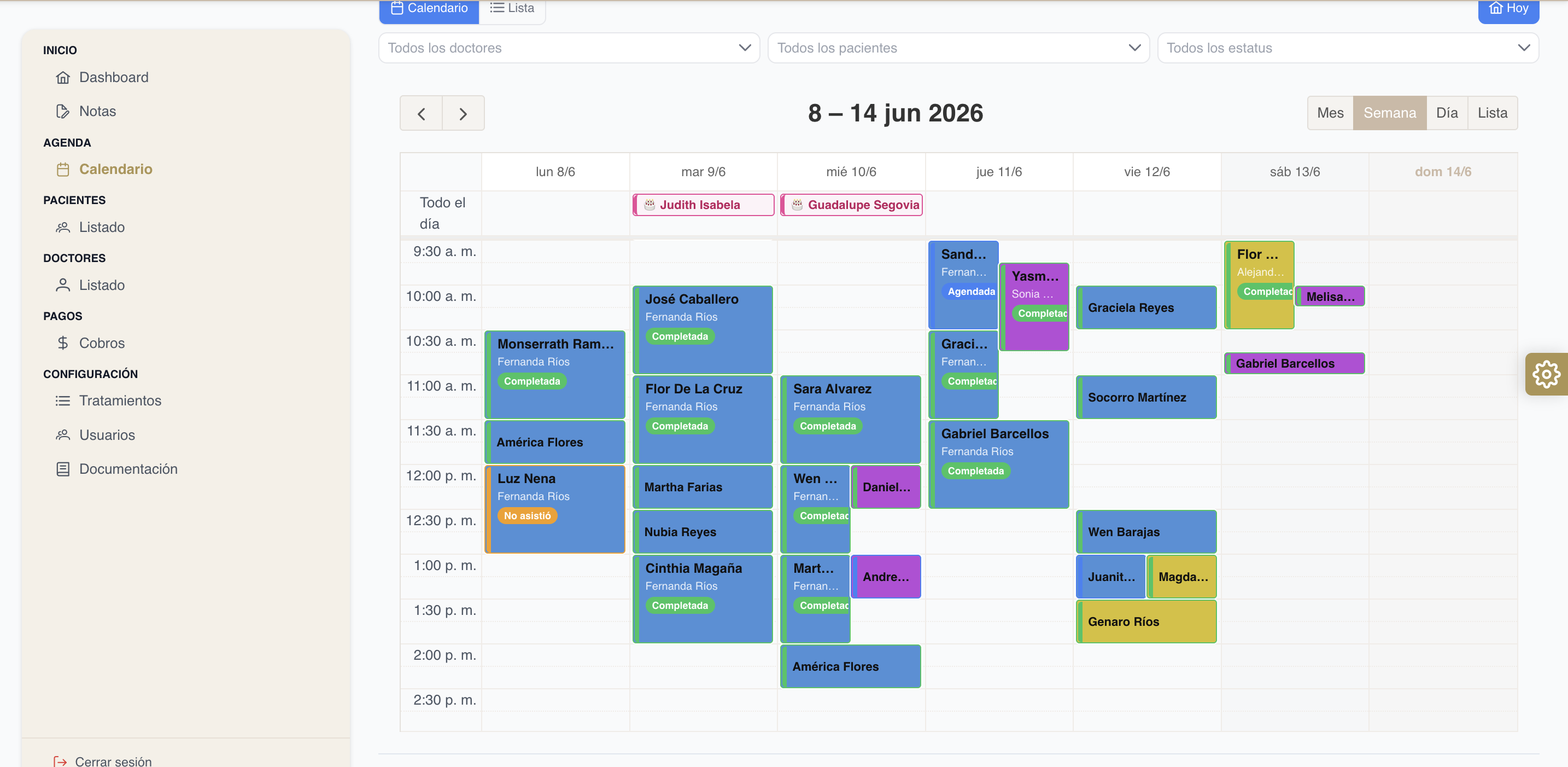 Calendario de citas